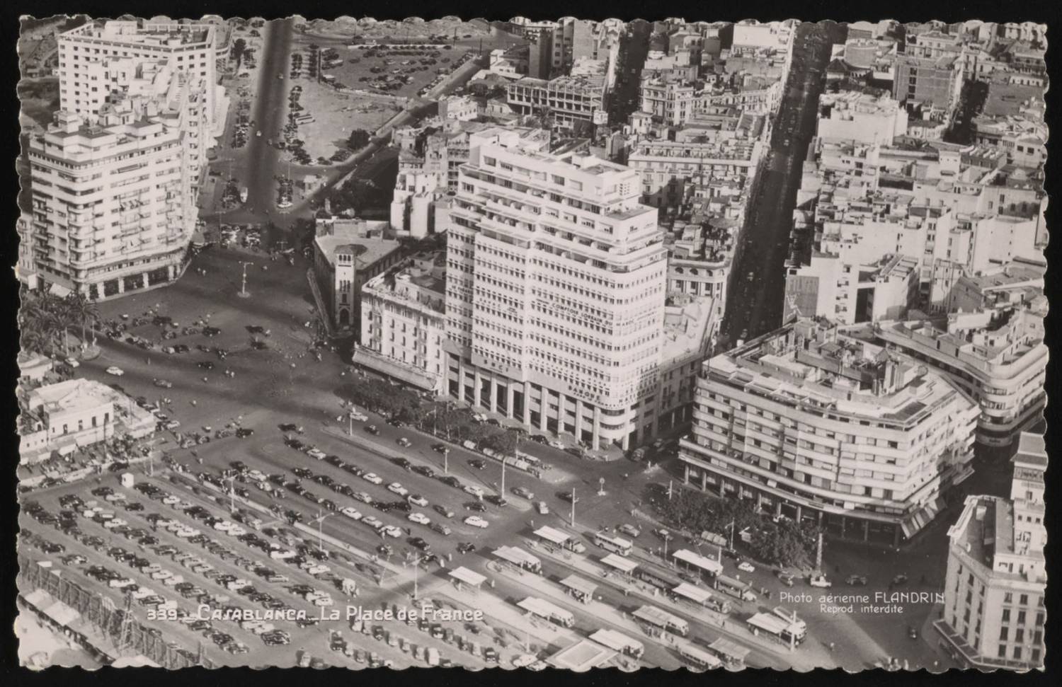 Place des Nations-Unis - Aerial view of Place de la France in Casablanca