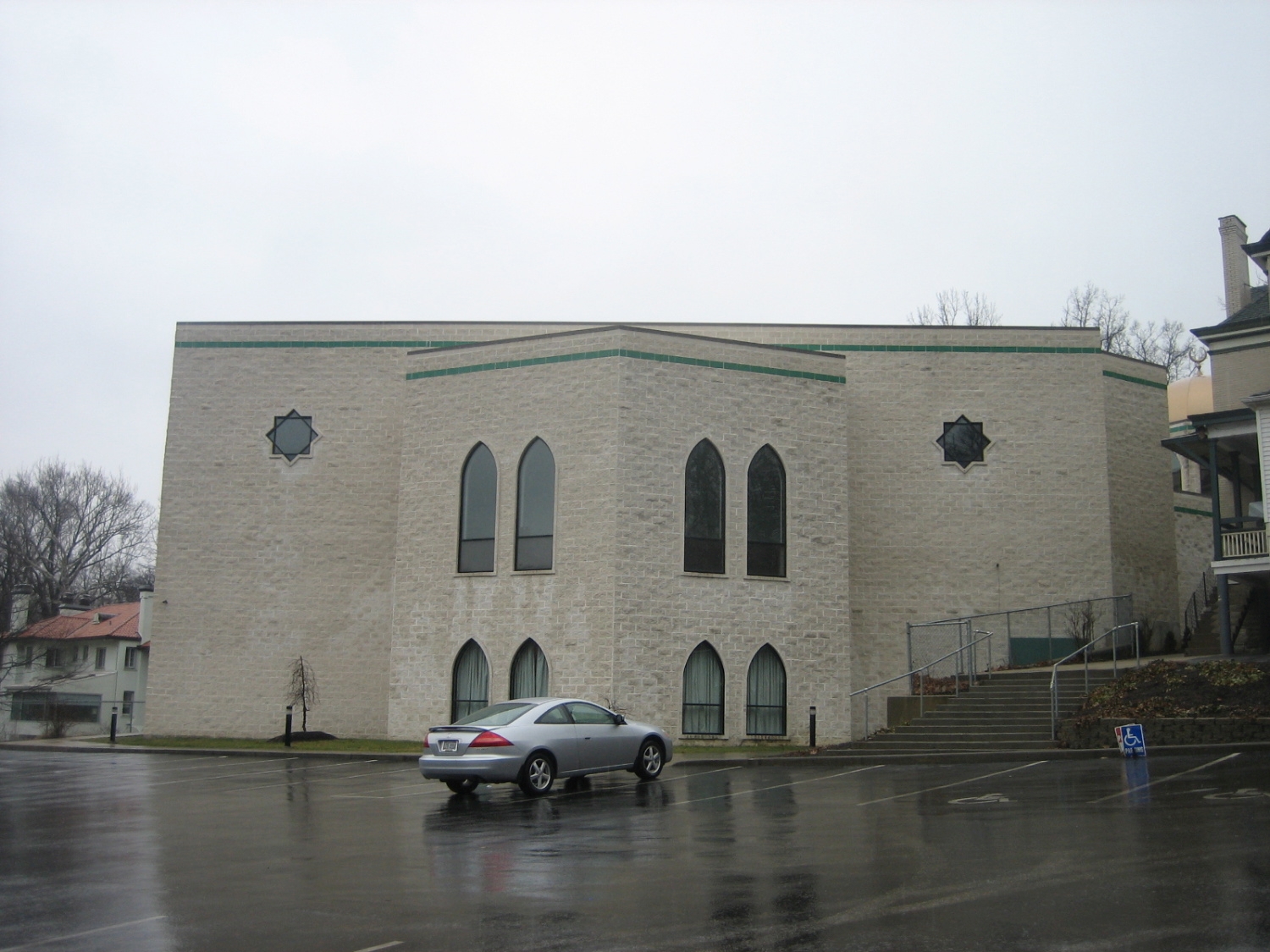 Eastern (rear) face of the mosque, from the parking lot