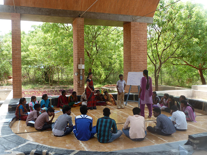 Afterschool educational programme under the east vault during construction