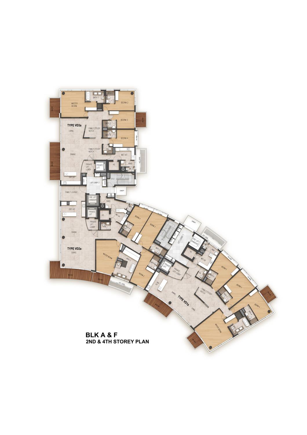 Rendering, typical villa floor plan
