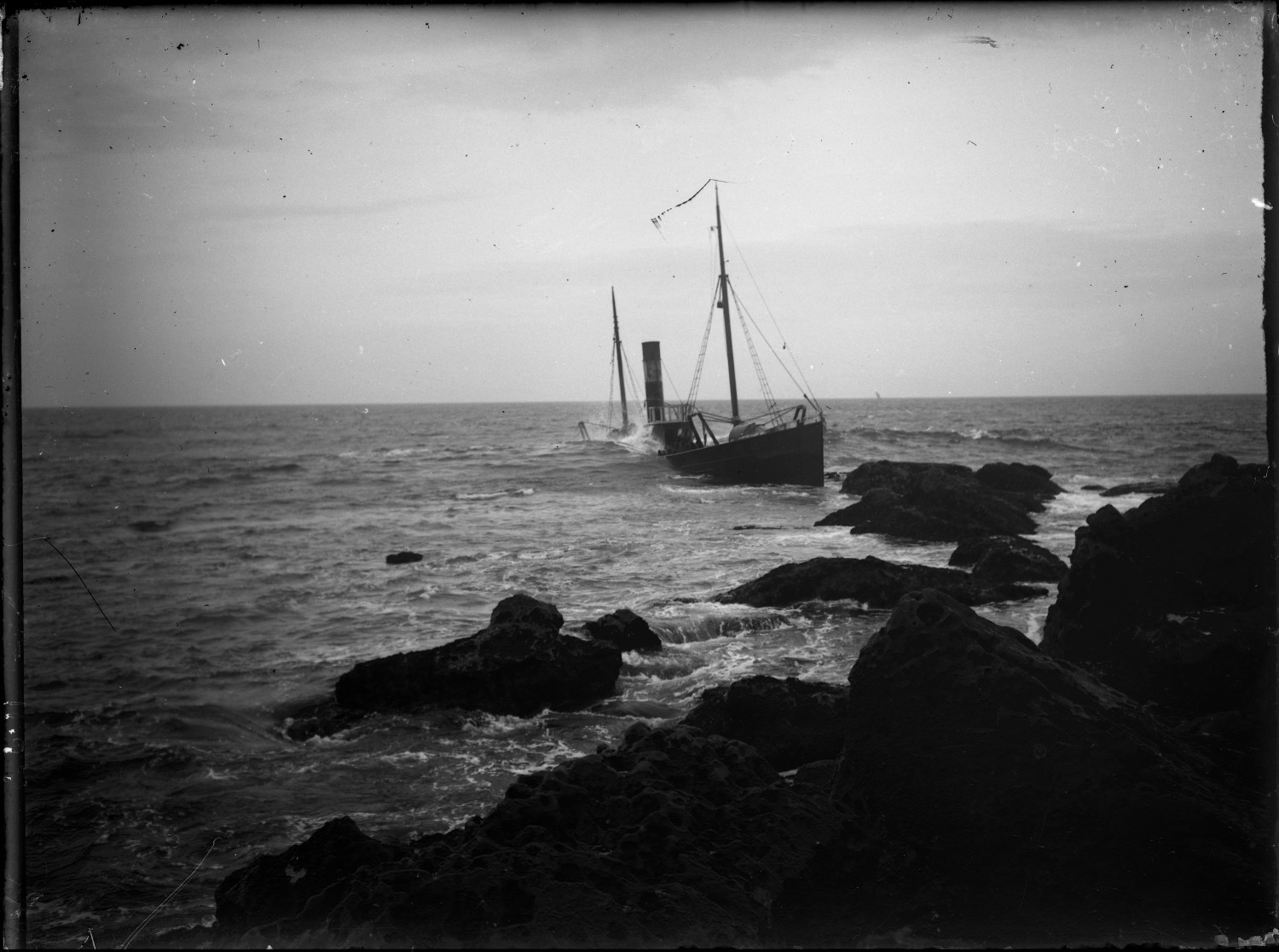Shipwreck off the coast of Cap Spartel, boat sinking 