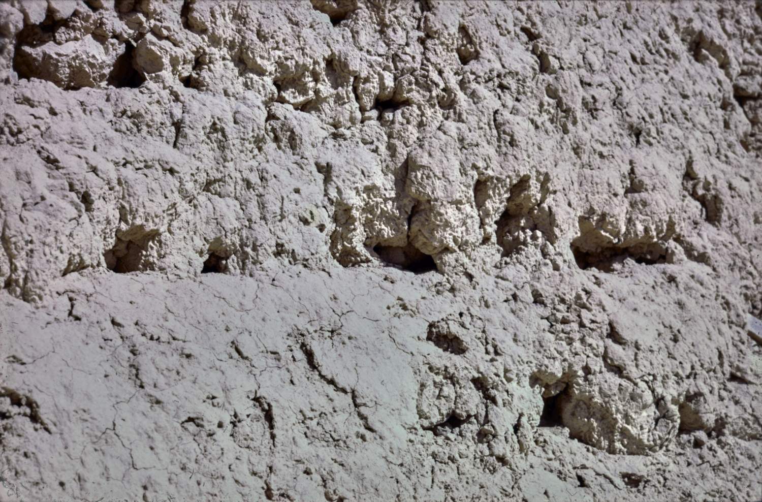Fragment of Buyid city walls in Dardasht Quarter, detail of mud bricks.