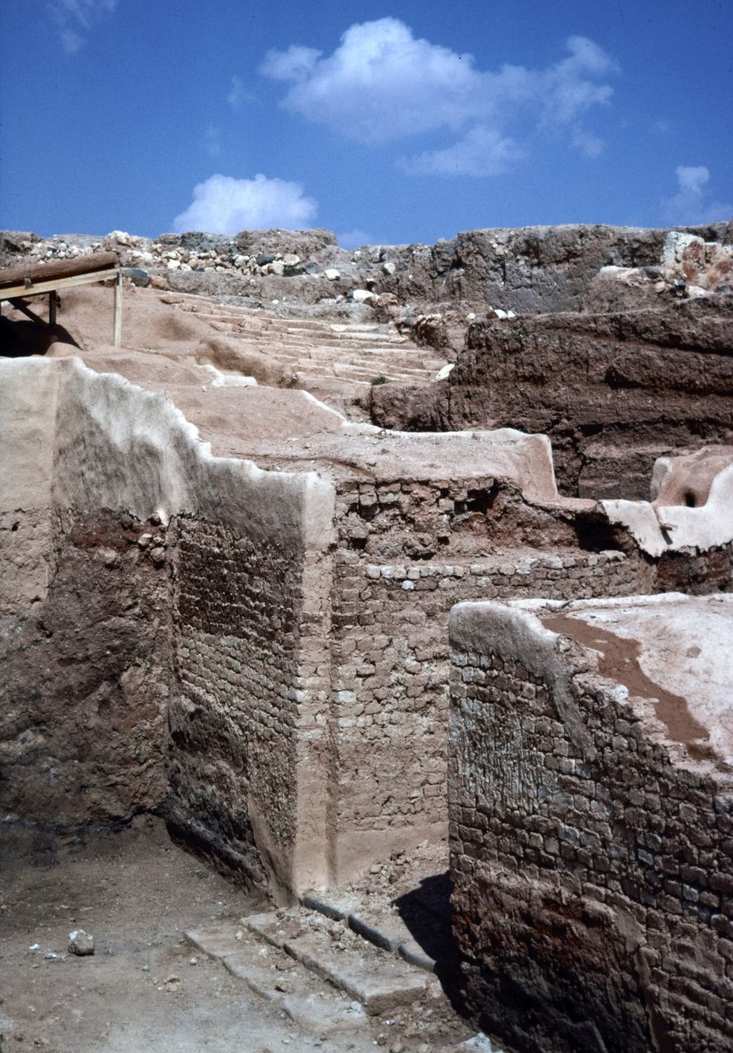 Palace complex, view of excavated buildings near staircase.