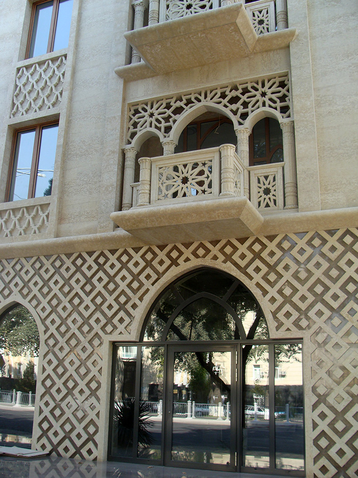 Detail of the facade including the ground floor after reconstruction