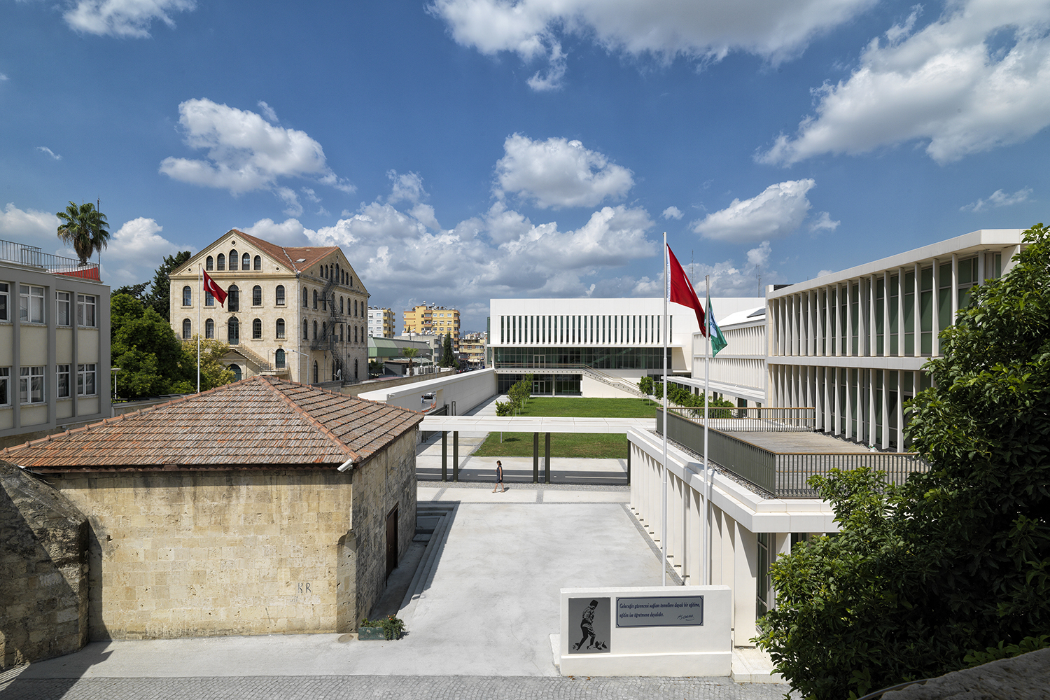 General view of the campus: old and new