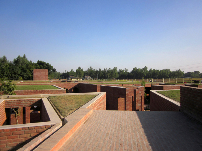 Located in rural Gaibandha where agriculture is predominant, the project's roofscape merges with its environment



