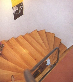 Stair connecting four levels