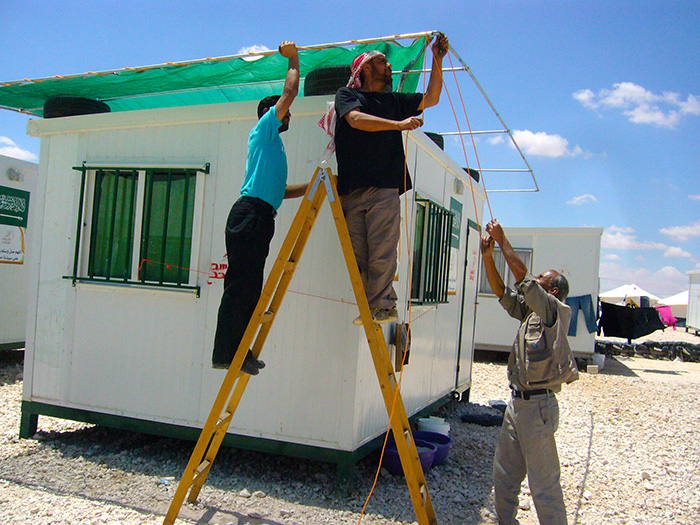 Zaatari Camp Shelter Summerization - Installation of the canopy 
