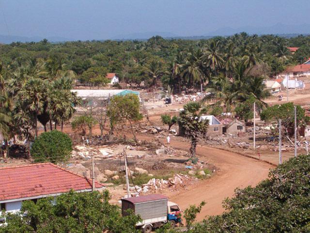 View of Kirinda village damaged by the Tsunami in 2004