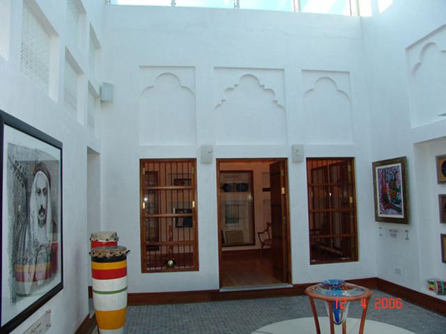 View from courtyard showing exhibition
