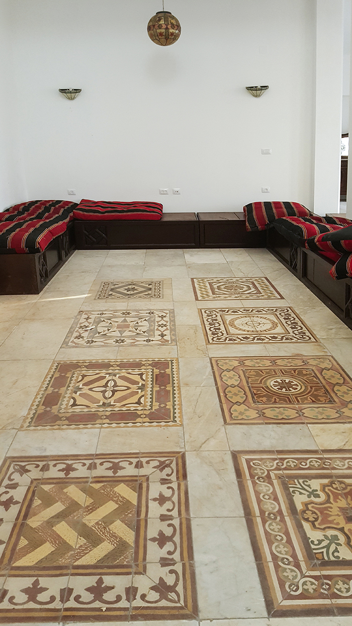 The main building interior flooring from reused historical tiles