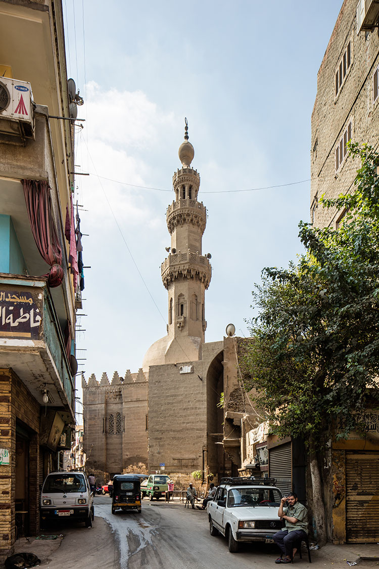 al-Maridani Mosque Restoration - Northern street elevation of the Al-Maridani Mosque prior to its conservation. Note the mosque's main gate.