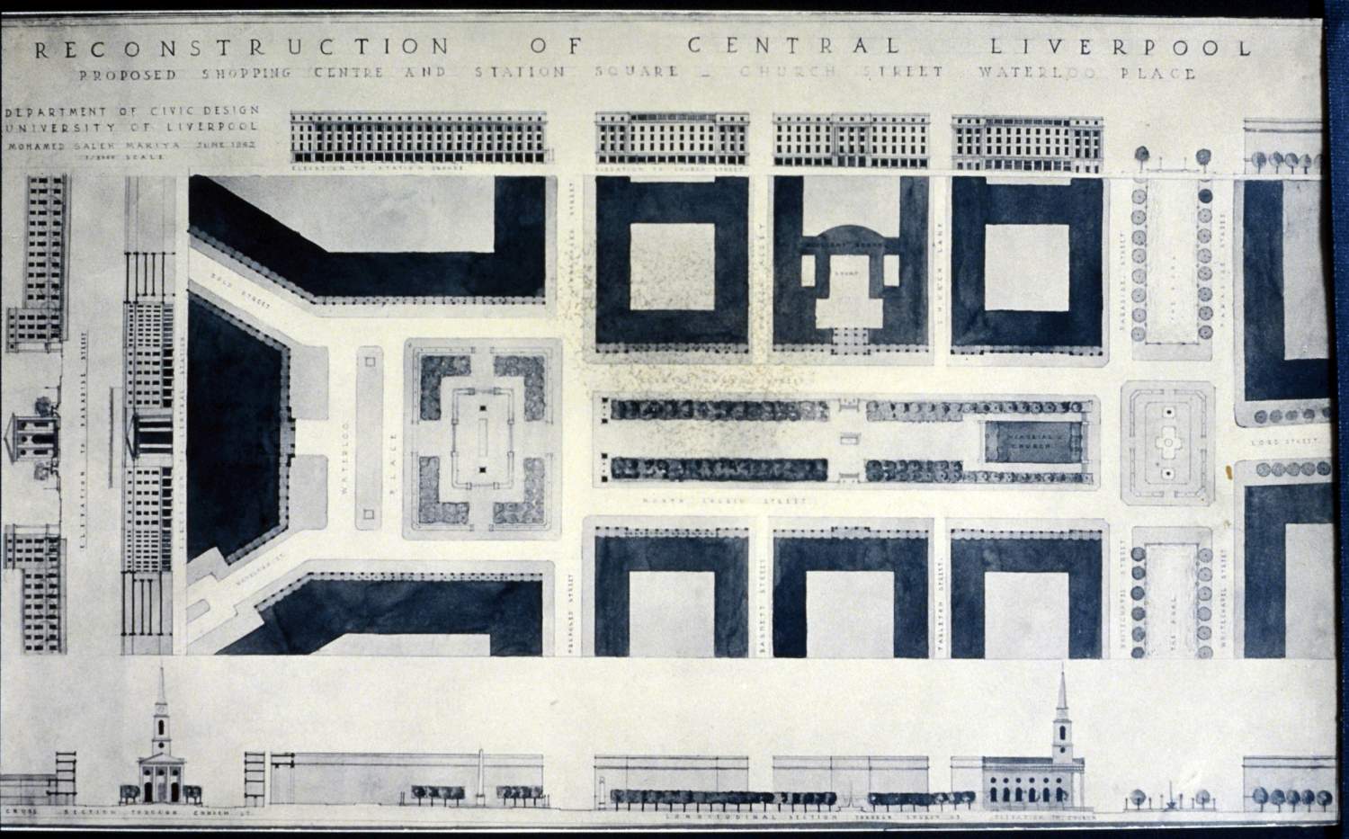 Mohamed Makiya - <p>View of a proposal for the reconstruction of central Liverpool</p>
