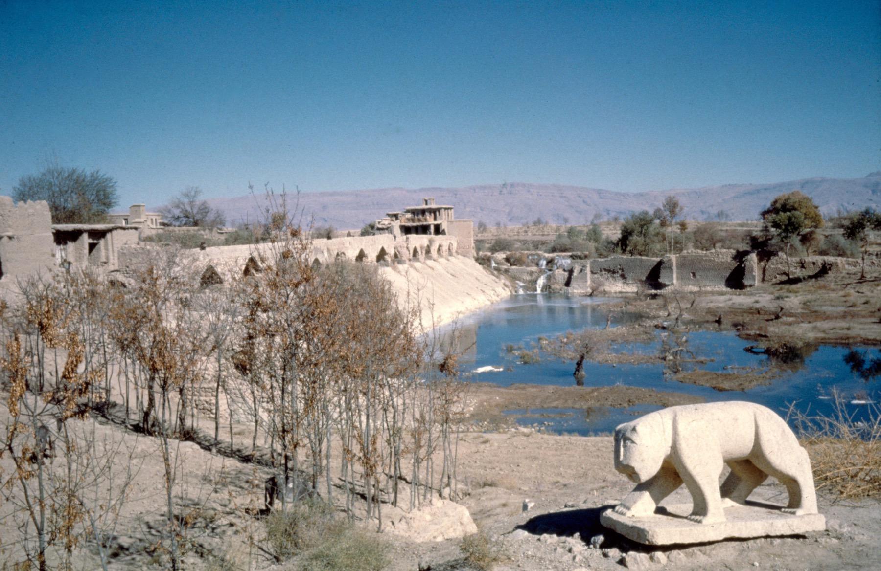General view from south with lion tombstone in foreground