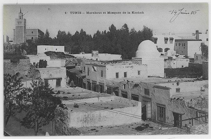 Jami' al Qasba - Tunis, marabout and mosque in the Casabah, general view. "Tunis - Marabout et Mosquée de la Kasbah"