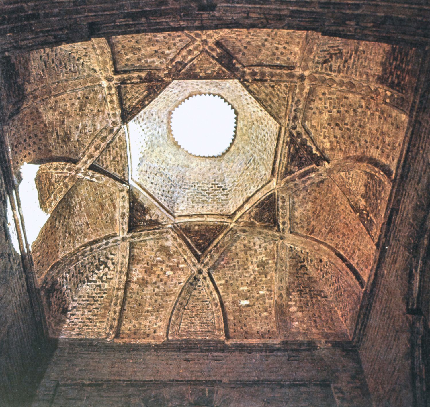 View of ribbed vault with skylight in southwestern hypostyle area.