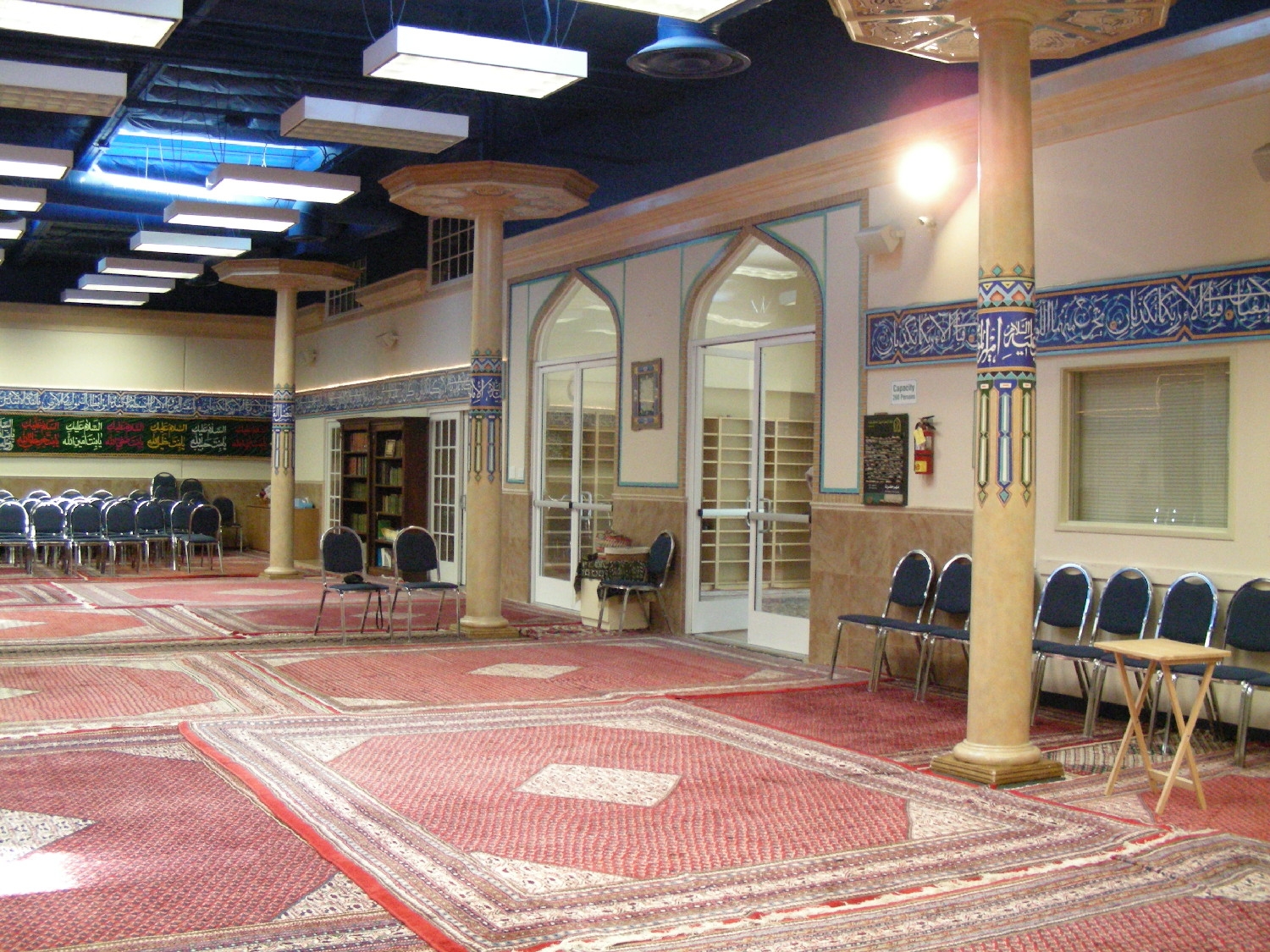 Prayer hall, view to entrance doors