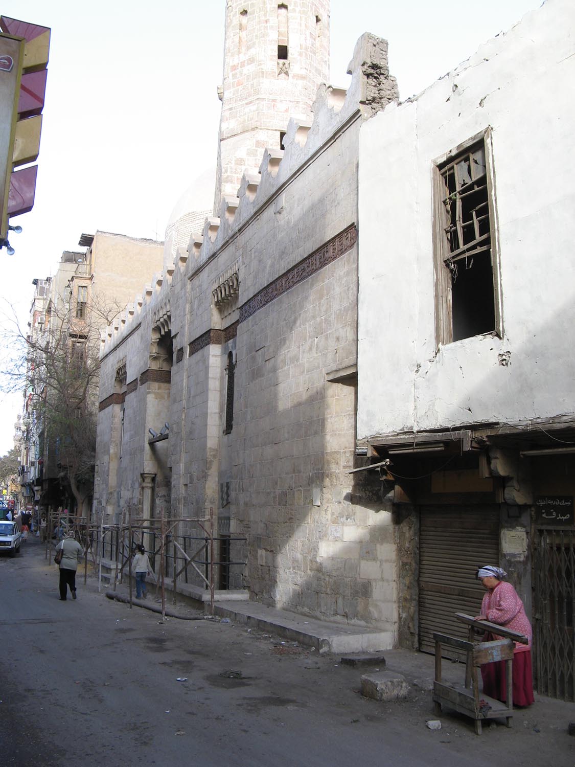 View of facade under renovation.
