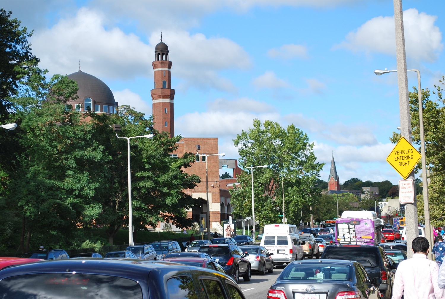 View looking west down Malcolm X Boulevard, mosque in situ
