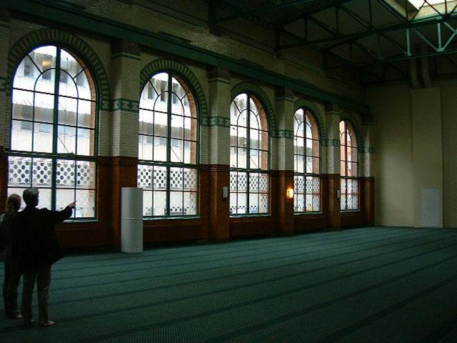 Prayer hall interior facade designed by the Art Nouveau architect Ferdinand Boberg is influenced by 'Moorish' Islamic architecture
