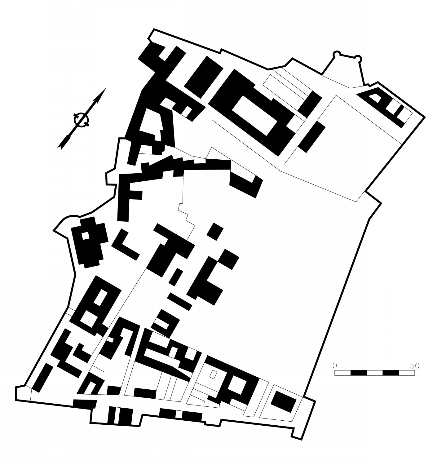 Site plan of the complex, Based on Gaubert (1845)