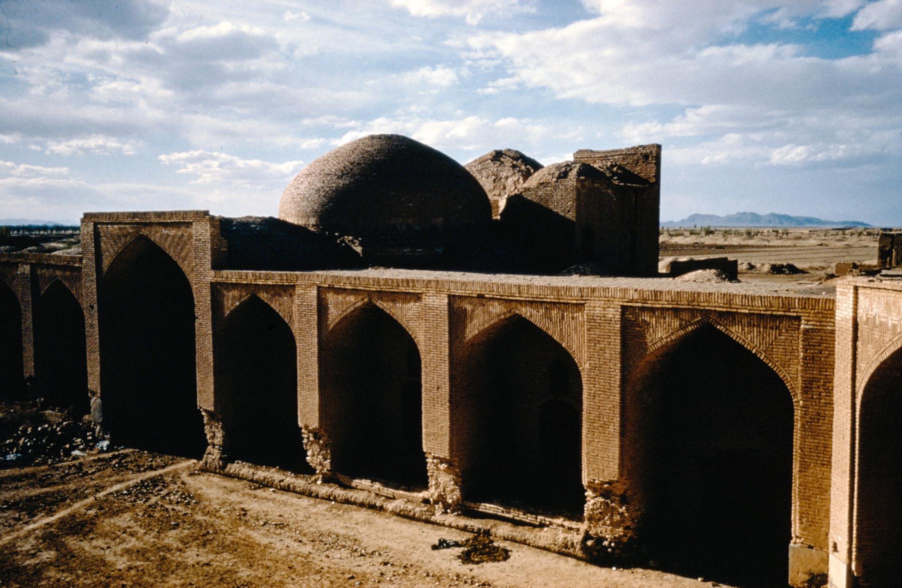 Elevated view of courtyard showing the interior arcade and the dome over the entrance vestibule