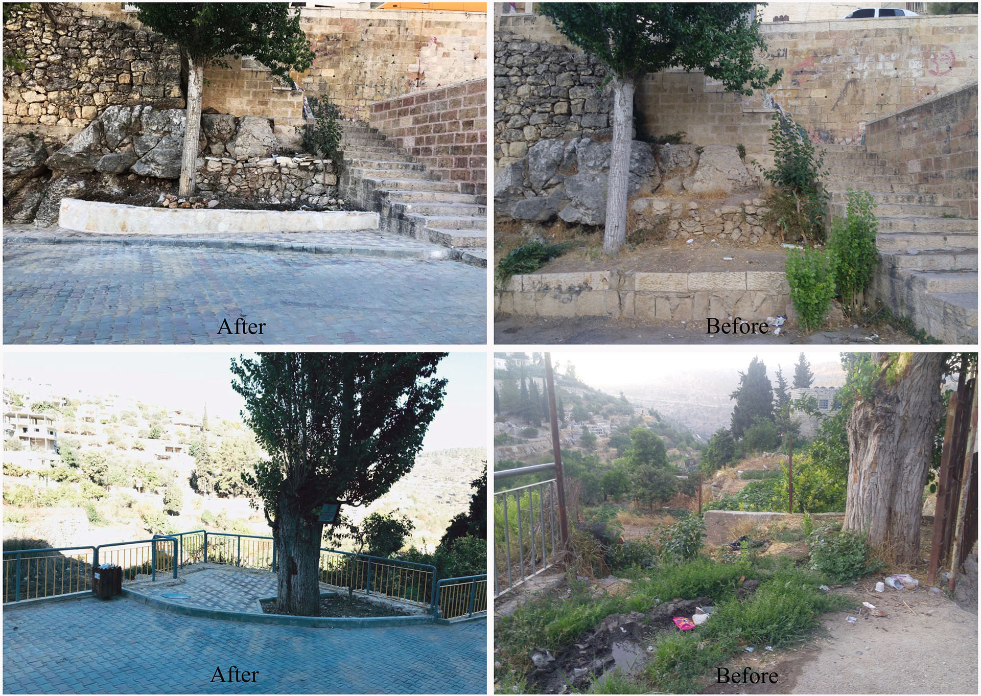 <p>Landscape Scenery near Ein Al-Balad area before and after rehabilitation which decreased the environmental hazards.</p>