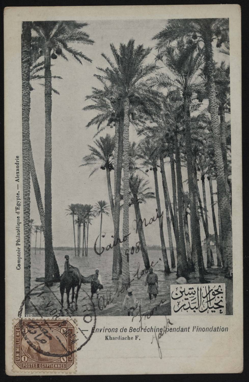 Postcard of Alexandria during a flood (May 1, 1908)