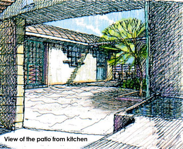 Alternative Housing Project - View of the patio from the kitchen