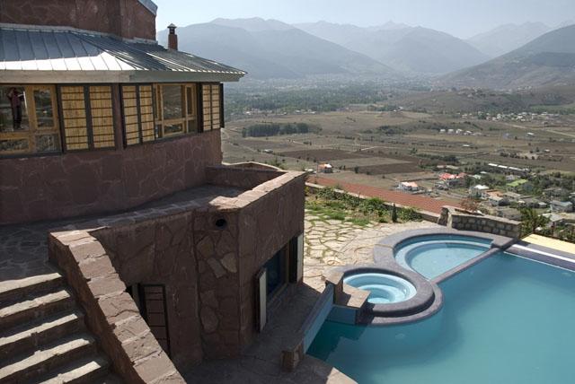 View of mountains opposite, north to south, from above poolside