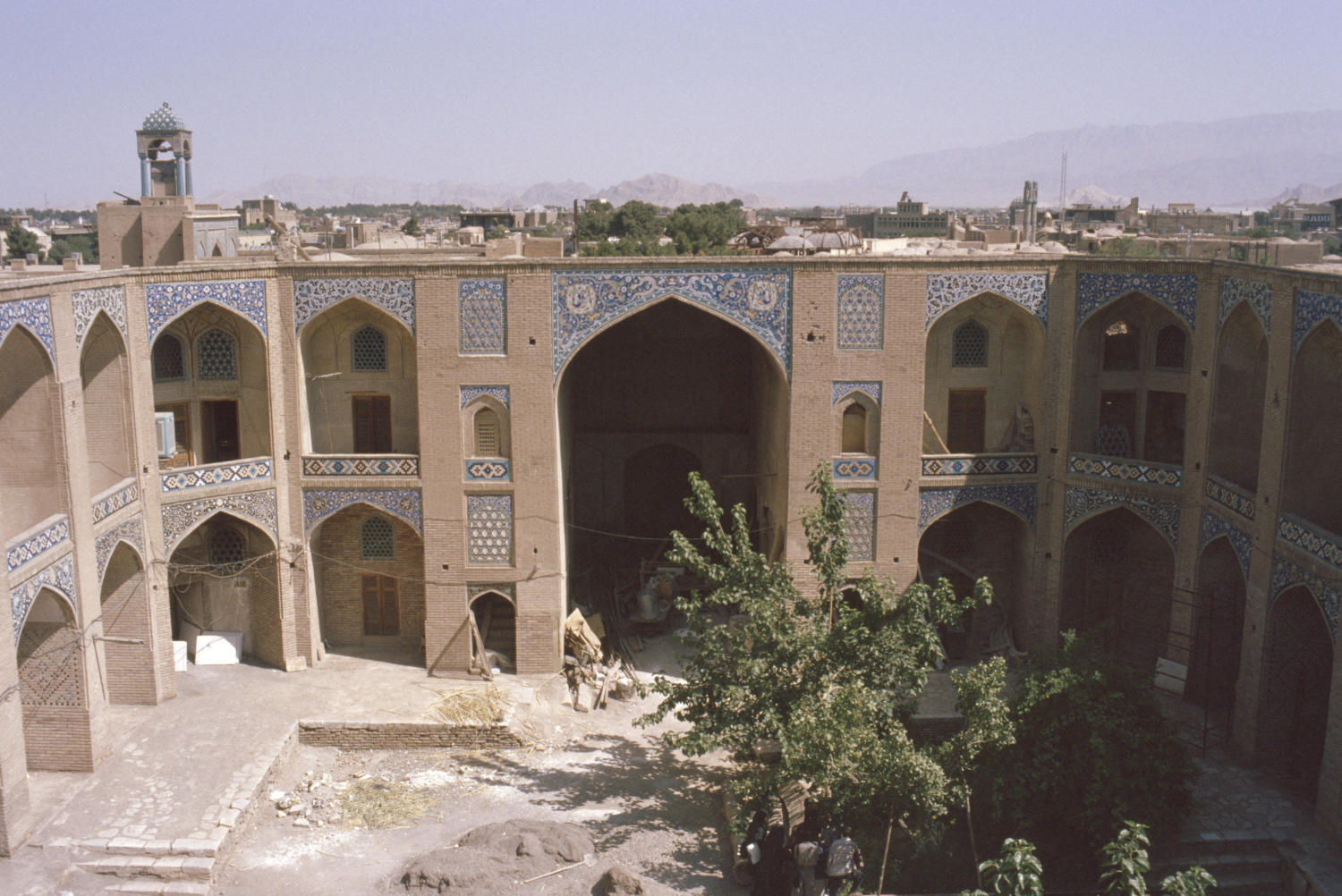 Elevated view of madrasa courtyard.