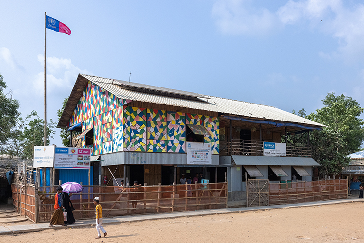 <p>The scarcity of land in the densely populated Camp 03 led the architects to expand vertically. The two-storied community centre hosts various training programmes, awareness sessions, legal and psycho-social counseling and activities to strengthen and protect the community.&nbsp;</p>