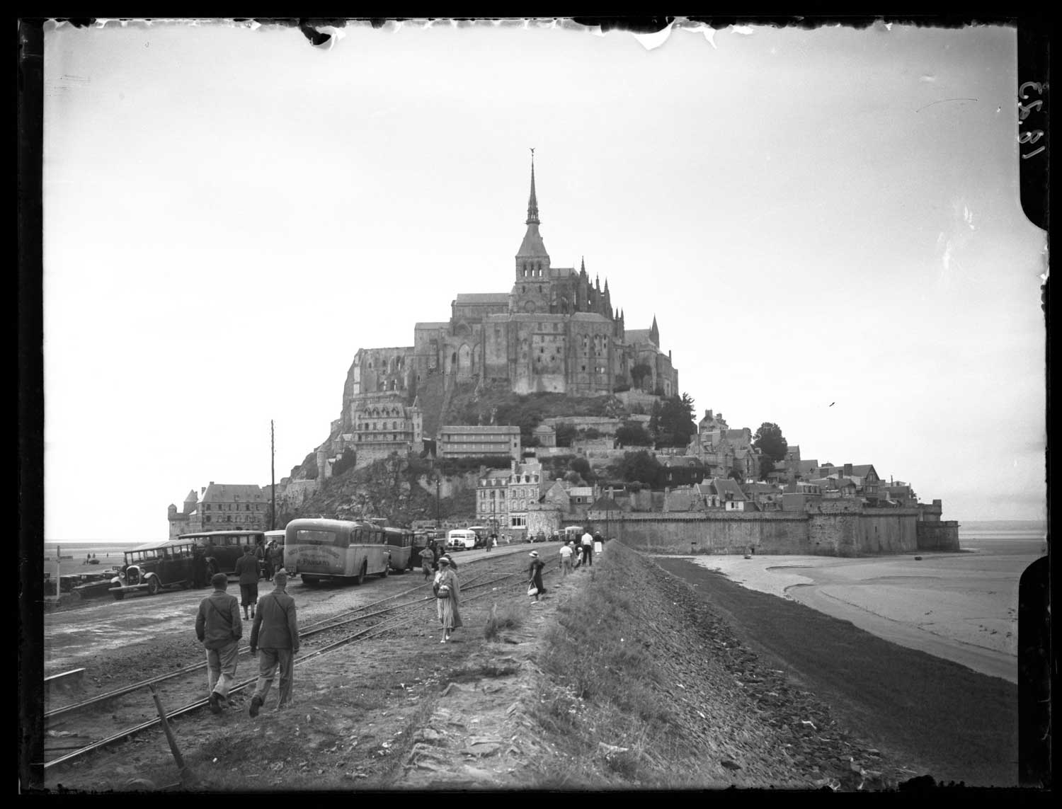 Mont Saint-Michel - View of port city from railroad 