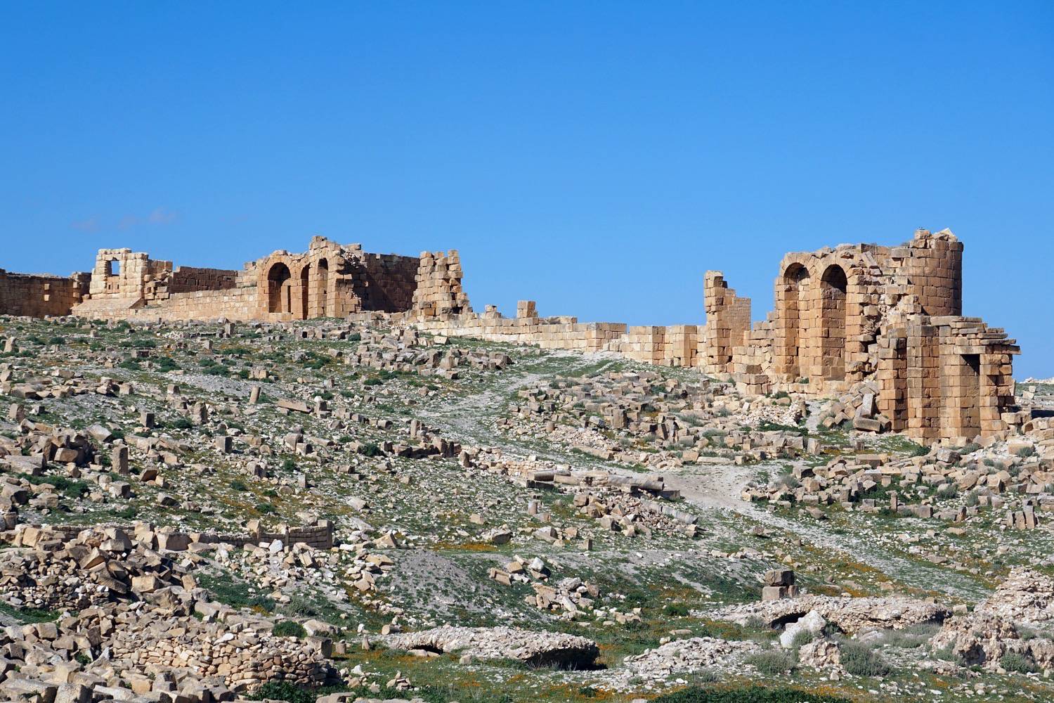 The ruins inside the Byzantine fortress - view from south-west