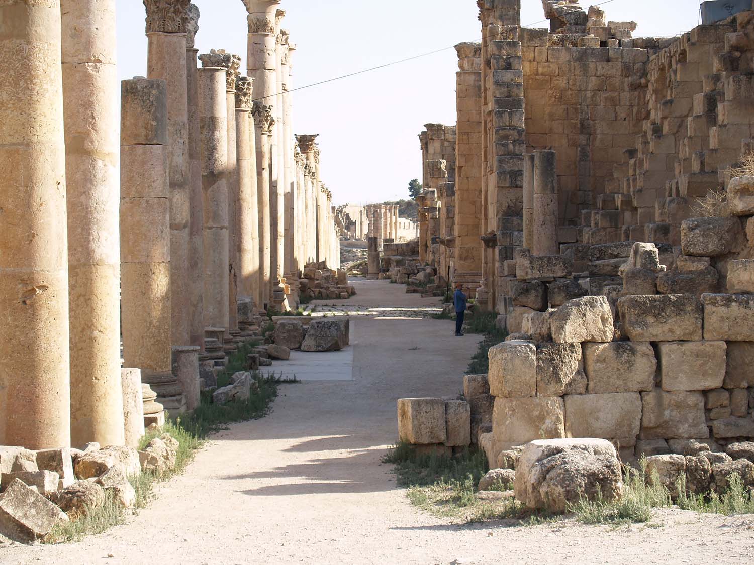 Southward view, colonnade of Cardo Maximus on left, Sanctuary of Artemis on right