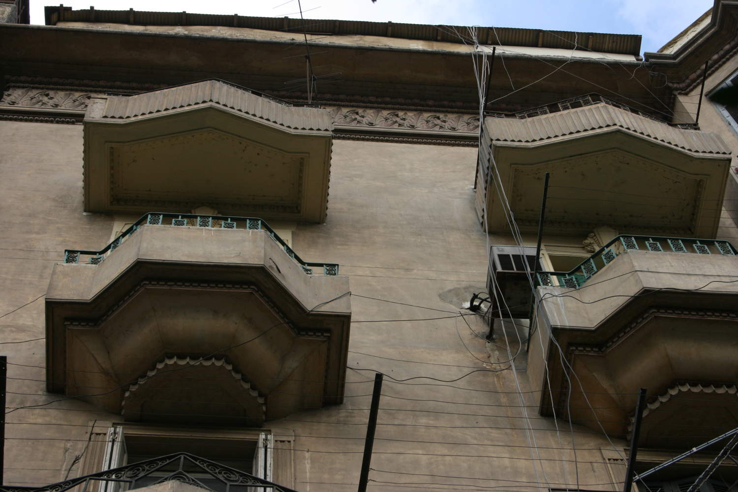 Detail of the facade with various typologies of balconies