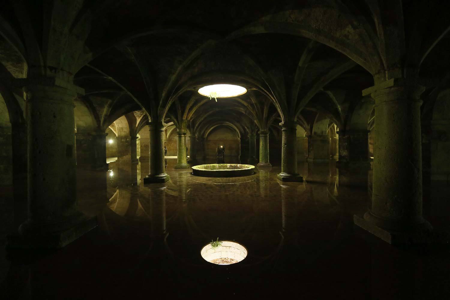 Cistern - Interior view toward the skylight, reflected in the water below