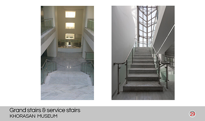 Grand stairs and service stairs 