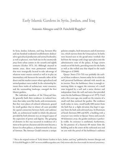 Early Islamic Gardens in Syria, Jordan, and Iraq