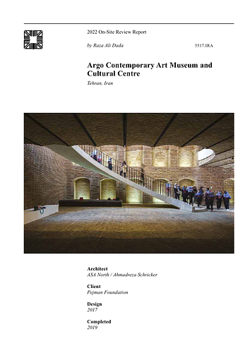 Argo Contemporary Art Museum & Cultural Centre - <p>The On-site Review Report, formerly called the Technical Review, is a document prepared for the Aga Khan Award for Architecture by commissioned independent reviewers who report to the Master Jury about a specific shortlisted project. The reviewers are architectural professionals specialised in various disciplines, including housing, urban planning, landscape design, and restoration. Their task is to examine, on-site, the shortlisted projects to verify project data seek. The reviewers must consider a detailed set of criteria in their written reports, and must also respond to the specific concerns and questions prepared by the Master Jury for each project. This process is intensive and exhaustive making the Aga Khan Award process entirely unique.</p>