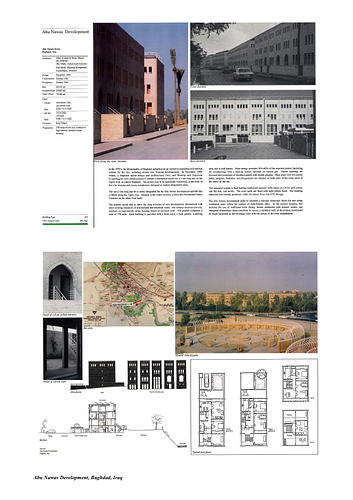 Abu Nawas Development Project - Presentation panels are drawings, images, and text graphically prepared by the architect and submitted to the Aga Khan Award for Architecture during the later round of the Award cycle. The portfolios are kept in the Aga Khan Trust for Culture Library for consultation purposes.