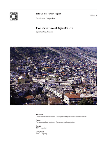 Gjirokastra Conservation - The On-site Review Report, formerly called the Technical Review, is a document prepared for the Aga Khan Award for Architecture by commissioned independent reviewers who report to the Master Jury about a specific shortlisted project. The reviewers are architectural professionals specialised in various disciplines, including housing, urban planning, landscape design, and restoration. Their task is to examine, on-site, the shortlisted projects to verify project data seek. The reviewers must consider a detailed set of criteria in their written reports, and must also respond to the specific concerns and questions prepared by the Master Jury for each project. This process is intensive and exhaustive making the Aga Khan Award process entirely unique.