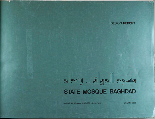 Makiya Associates  - From the front cover, Table of Contents, Chapter 1: Baghdad - An Historical Perspective, Chapter 2: Baghdad - The Urban and Environmental Perspectives, through Chapter 3: The Philosophy of a Design Approach, of the 99-page Competition Design Report submitted in January 1983 by Makiya Associates for a competition to design a State Mosque in Baghdad (project no. 651/328). Makiya Associates was one of twenty-two firms invited to submit pre-qualification documents to the Directorate of Design at the Municipality of the Capital, and one of seven firms selected to participate in the competition, which was announced by&nbsp;<a href="http://Rifat Chadirji" target="_blank" data-bypass="true">Rifat Chadirji</a>, chairman of the State Grand Mosque Committee,&nbsp;in July&nbsp;1982. The mosque was ultimately never built.<div><br></div><div>The report includes a preface and introduction, twelve chapters, a bibliography, and drawings, and is in English and Arabic.&nbsp;</div><div><br></div><div>Chapters include: Baghdad - An Historical Perspective; Baghdad - The Urban and Environmental Perspectives; The Philosophy of a Design Approach; Space Concept: Design Analysis; Elements of A State Mosque - A Conceptual Analysis Mosque; The Future; Structural Concept; Services Concept; Outline Specification; Analysis of Areas; Cost Analysis; Programme for Execution.</div><div><br></div>