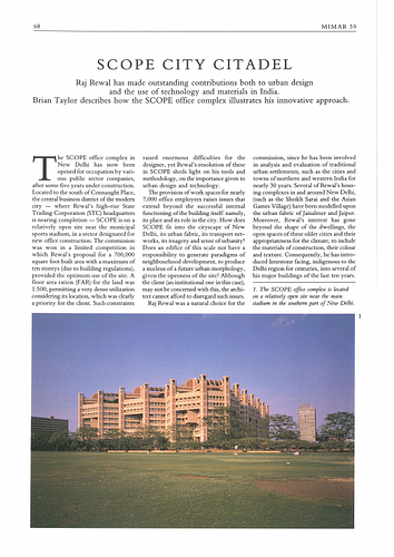 Raj Rewal - An article in Mimar: Architecture in Development, an  international architecture magazine focusing on architecture in the developing world and related issues of concern.