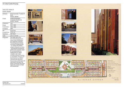 Al-Azhar Garden Housing - Presentation panels are drawings, images, and text graphically prepared by the architect and submitted to the Aga Khan Award for Architecture during the later round of the Award cycle. The portfolios are kept in the Aga Khan Trust for Culture Library for consultation purposes.