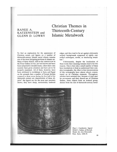 Christian Themes in Thirteenth-Century Islamic Metalwork