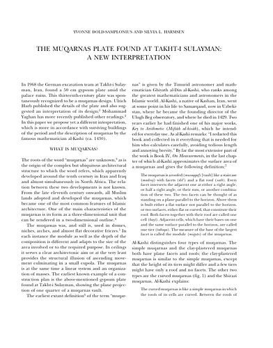 The Muqarnas Plate Found at Takht-i Sulayman: A New Interpretation