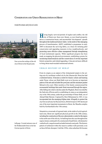 Aga Khan Historic Cities Programme: Urban Conservation and Area Development in Afghanistan