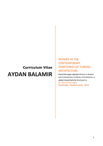 Aydan Balamir: CV