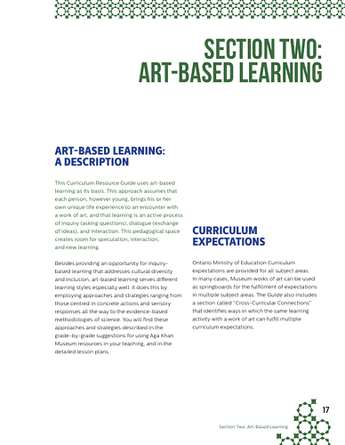 Patricia Bentley - <div><span style="font-style: italic;">Section Two: Art-Based Learning describes the ways teachers can use works of art — whether visual or performing arts — to foster learning and understanding with their students.&nbsp;</span><br></div>